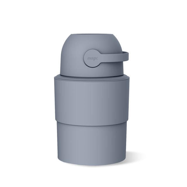 Pure Magic Diaper Pail, Heka Medium, Patented Odor-Stop System, Collaspible, Use Any Garbage Bag, Pigeon Blue