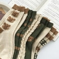 thumbnail image 6 of 6 Pair Cute Cotton Kawaii Bear Ankle Socks - Preppy Ruffle Japanese Thick Fall Vintage Crew Socks for Women, 6 of 6