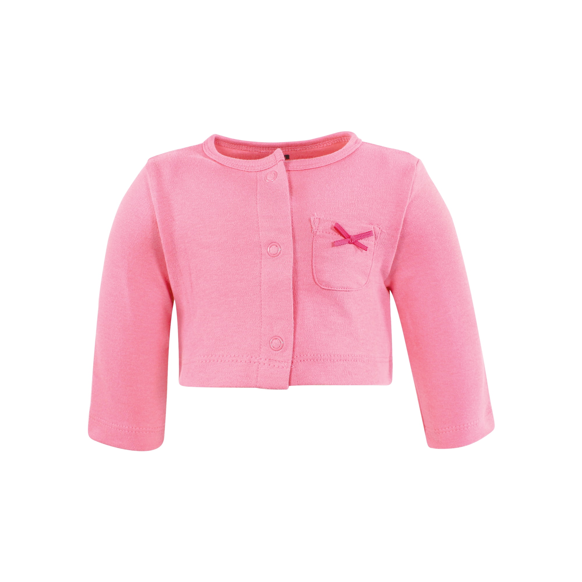 Hudson Baby Infant and Toddler Girls Cotton Dress and Cardigan Set, Bright Pink Rose, 9-12 Months