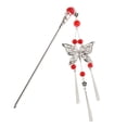 thumbnail image 1 of Palillo de pelo Baoblaze con diseño de mariposa y borlas rojo, 1 of 8