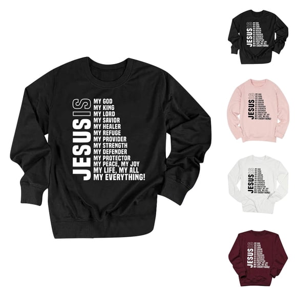 Women's Sweatshirts 2025 Jesus Sweatshirt Christian Sweatshirts Long Sleeve Crewneck Pullover Top Sweatshirt for Women