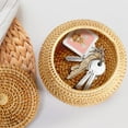 thumbnail image 4 of Hand Woven Round Rattan Basket with Lid - 6.3 Inch Small Wicker Storage Basket, Farmhouse Tabletop Decorative Organizer for Food, Bread, Picnic, Jewelry, 4 of 8