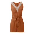 thumbnail image 4 of HXWCHs Combinaison Mode de Rue pour Femmes, Mode, Col en V, à Lacets, Sans Manches, Barboteuse Décontractée Unie, Short Confortable, Combinaison L Jaune, 4 of 5