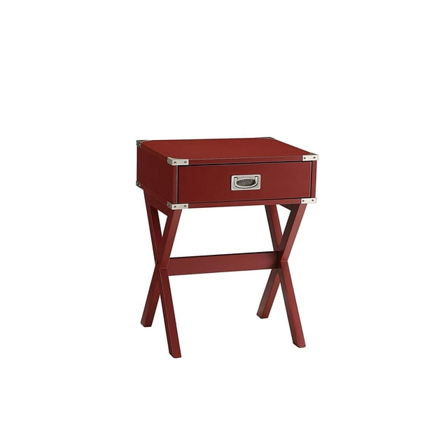 Mesa auxiliar Casafoyer Babs con 1 cajón roja de madera