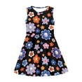thumbnail image 3 of FOR U DESIGNS Hippie Flowers Sleeveless Sundress Knee Length Skater Dresses for Kids Girl 13-14 Years Old Soft A Line Midi Sundress Lovely Crewneck Swing Dress, 3 of 6