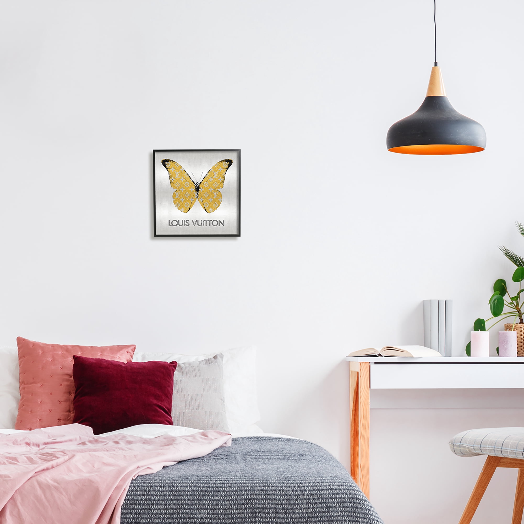 Stupell Industries Yellow Patterned Butterfly Animals & Insects Painting Black Framed Art Print Wall Art, 12 x 12