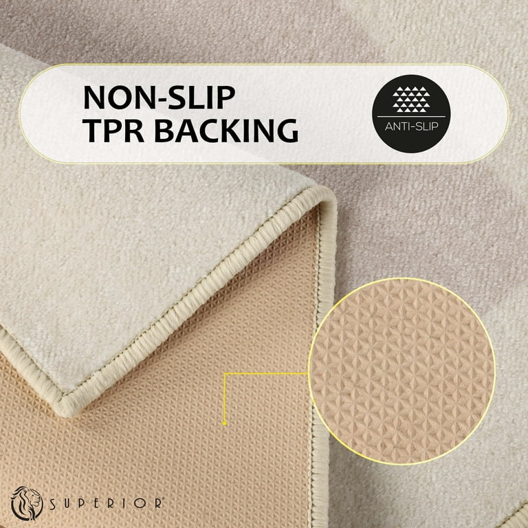 Superior Rome Non-Slip Machine Washable Bath Mat Set ,Cream