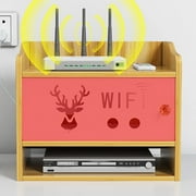 Catekro Wooden WiFi Router Storage Box Wall Shelves Stuff 3 compartments for Bedroom, Living Room
