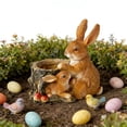 thumbnail image 4 of Horivan Cute Rabbit Garden Statue Outdoor Decor, Resin Bonsai Pot Sculpture, Weatherproof Patio Yard Ornament for Home and Garden Decoration, 4 of 7