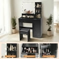 thumbnail image 2 of Vanity Desk with Mirror and Lights 36 Inch Wide, Makeup Vanity with Drawer & Storage Cabinet, 3 Adjustable Lighting Colors, Makeup Desk with Open Shelves and Stool for Dressing Room, 2 of 7
