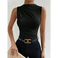 thumbnail image 4 of Women'S Casual Ruched Mock Neck Tank Top Sleeveless Slim Fit Work Shirt Tops, 4 of 10