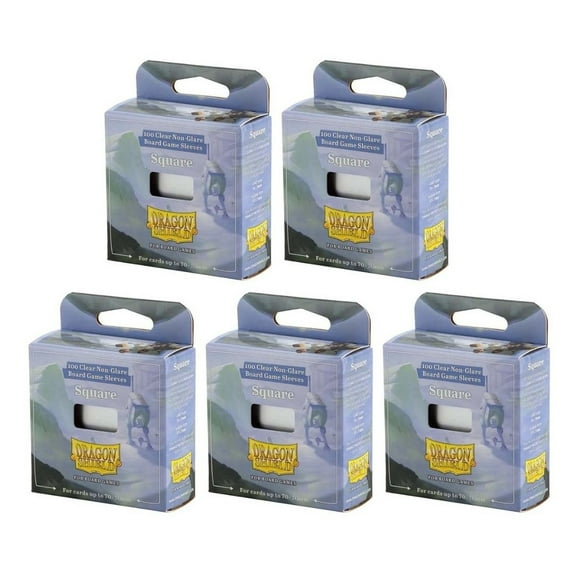 5 Packs Dragon Shield Board Game Sleeves 100 ct Square Size Card Sleeves Value Bundle!
