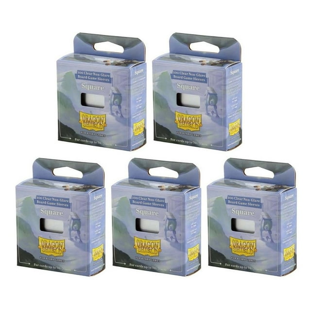 5 Packs Dragon Shield Board Game Sleeves 100 ct Square Size Card Sleeves Value Bundle!