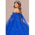 thumbnail image 4 of Women's Elizabeth K 3D Butterfly Cape Sleeve Ball Gown Gl3111 Royal Blue Size XS, 4 of 5