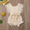 thumbnail image 2 of Infant New Born Girls Pure Romper with Ruffled Sleeves Big Bow, 2 of 9
