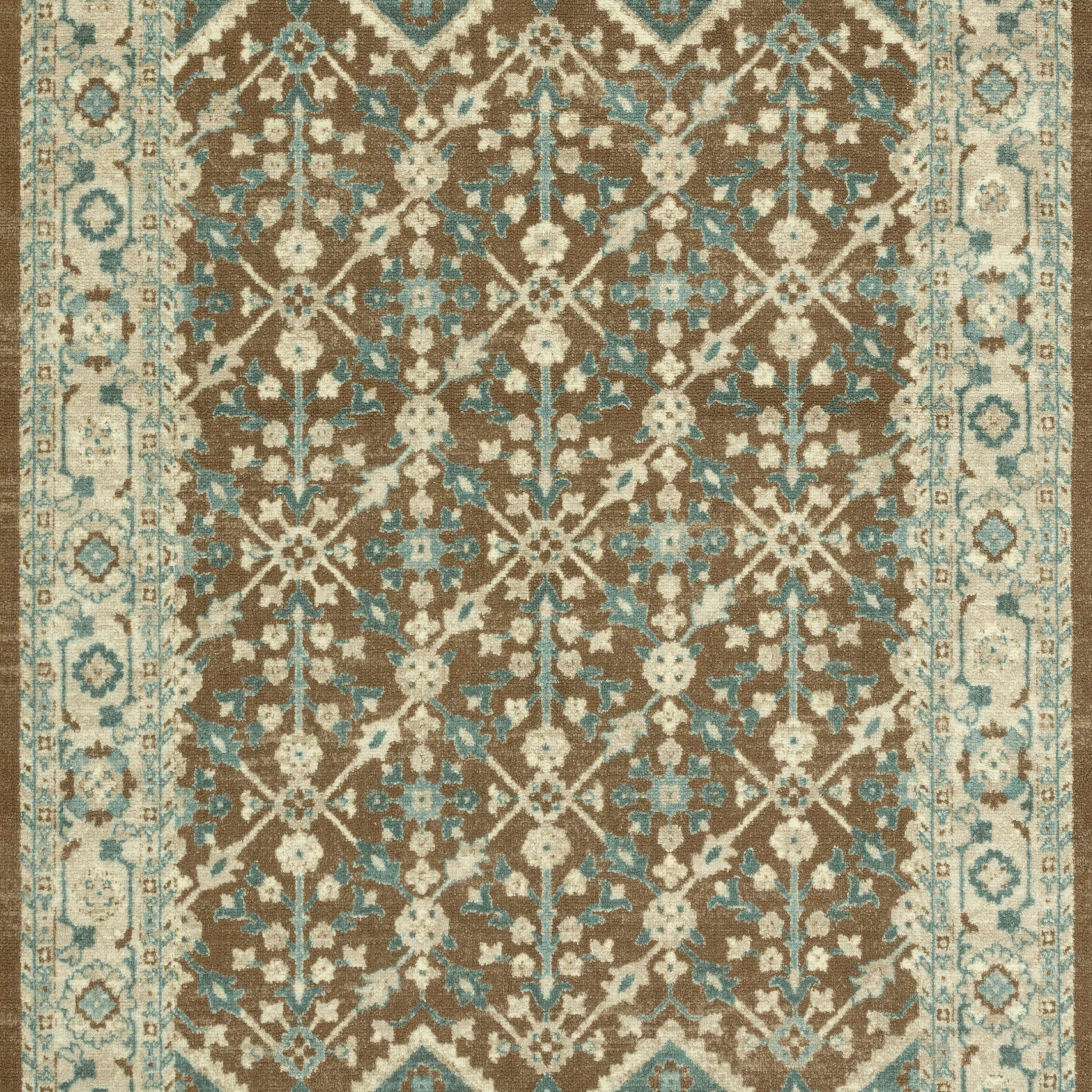 Mainstays Persian Border Medallion Loop Print Brown Blue Indoor Area Rug, 5' x 7'