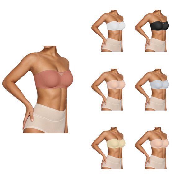 Krdevn Women's Seamless Strapless Bra No- Support Push-Up Bralette for Summer,L