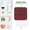 thumbnail image 6 of Honeii Red Black Plaid print Leather Coaster Set of 4, ideal for safeguarding your furniture from drinks spills and effortless cleanup-Square, 6 of 6
