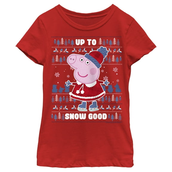 Girl's Peppa Pig Christmas Up to Snow Good Graphic T-Shirt
