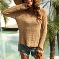 thumbnail image 6 of LEKWK Crochet Tops for Women Hollow Out Knit Long Sleeve Tops Trendy Sweater Tops Solid Color See Through Boho Beach Outfits, 6 of 8