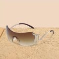 thumbnail image 2 of Gafas de sol sin montura de gran tamaño UV400 (marco doble té) Plata 1Pc, 2 of 5