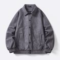 thumbnail image 4 of Xdegoge Mens Suede Leather Bomber Jacket Vintage Snap Button Up Motorcyle Coat Casual Fall Lightweight Everyday Outerwear, 4 of 5