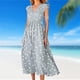 thumbnail image 1 of Vestido A Media Pierna Vestidos de playa para mujer Abrigo floral Cuello en V Moda fluida para ir de compras (Gris S) Cgtredaw Para estrenar, 1 of 1