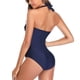 thumbnail image 4 of Traje de baño de una pieza para mujer, traje de baño de bikini de tirantes sin espalda de color liso para mujer, conjunto de bikini con bloques de color y hombros descubiertos, traje de baño de moda p, 4 of 5