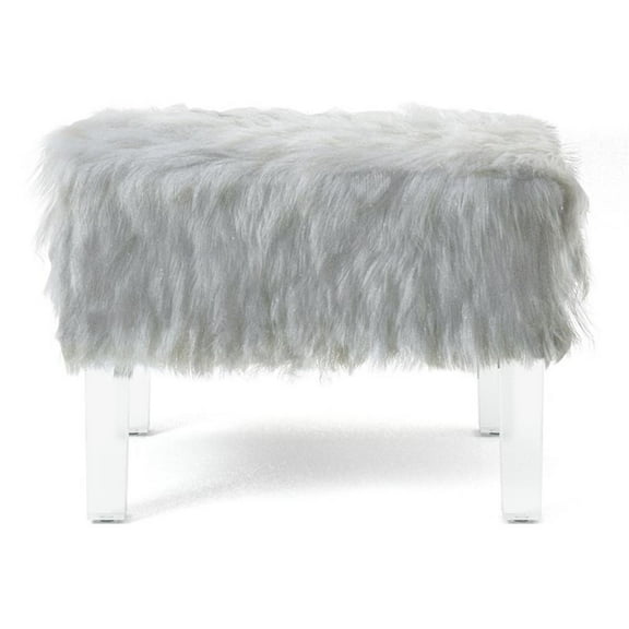 Furniture of America Raven I Contemporary Fabric Upholstered Ottoman in White