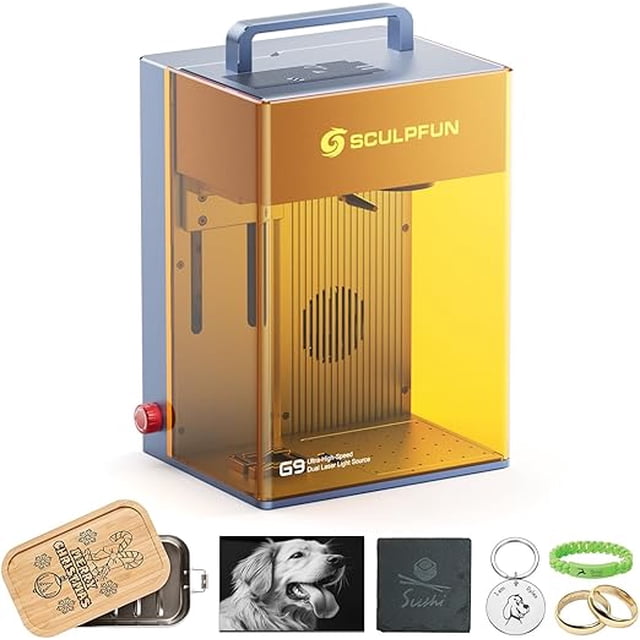 SCULPFUN G9 Grabado ultrarrápido 2 en 1 Grabador láser doble de diodo infrarrojo azul