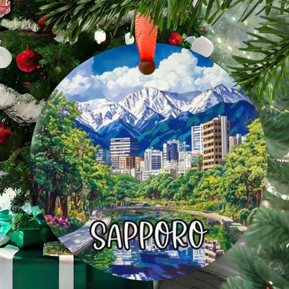 Sapporo Japan Christmas Ornament, Ceramic/Acrylic - Sapporo Japan, Japan City Travel Souvenir, Tree Hanging Ornament, Vacation Keepsake 2025, Wanderlust Gift, 2025 Collector’s Piece