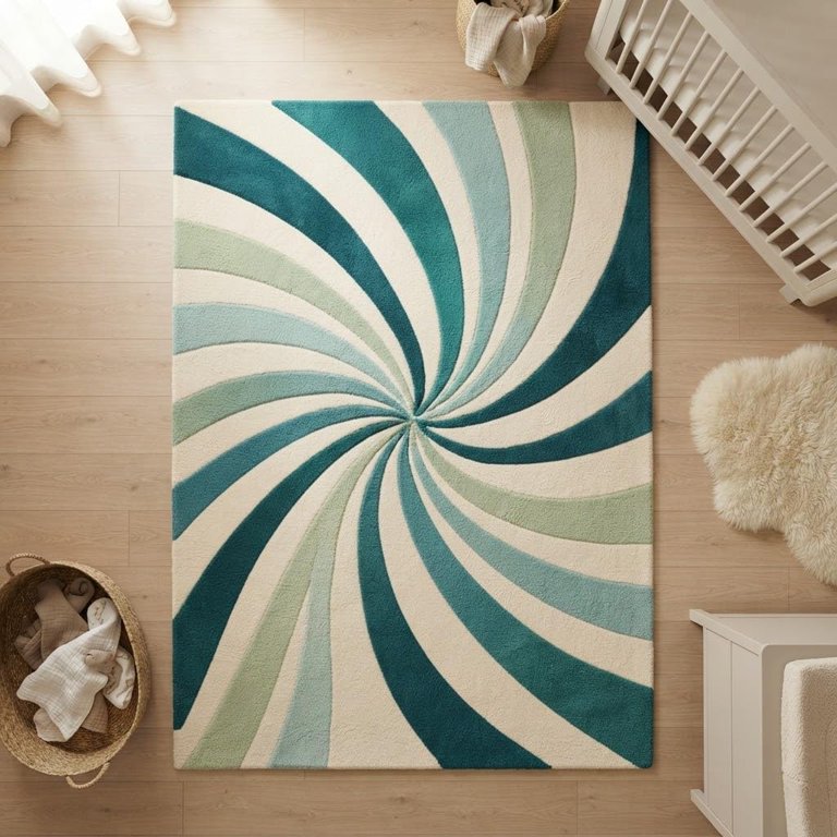 Hand-Tufted Abstract Wool Area Rug, Modern Swirl Pattern, Soft Plush ...
