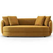 Perten Japandi Mid-Century  Living Room Dark Yellow Fabric Sofa