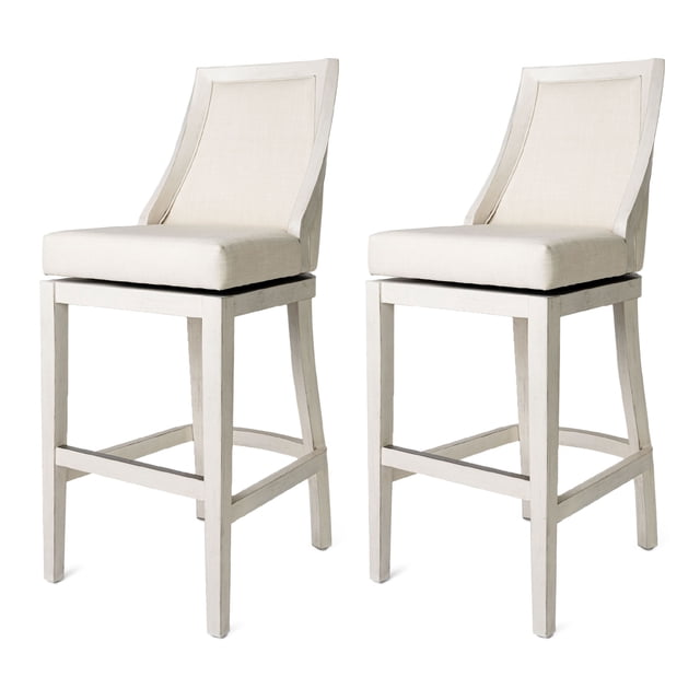 Maven Lane Vienna Bar Stool, White Oak Finish w/ Natural Color, Set of 2