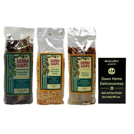 Sierra Soups 3 Flavor Variety (1) each: Sizzling Black Bean Chili, Tuscan Peasant, Pasta e Fagioli   MerlinsMart Zine