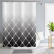 thumbnail image 1 of Cortina de ducha gris y blanca, diseño geométrico marroquí gris, moderna cortina de baño de lujo para decoración de bañera, tela impermeable, lavable a máquina, con 12 ganchos., 1 of 6