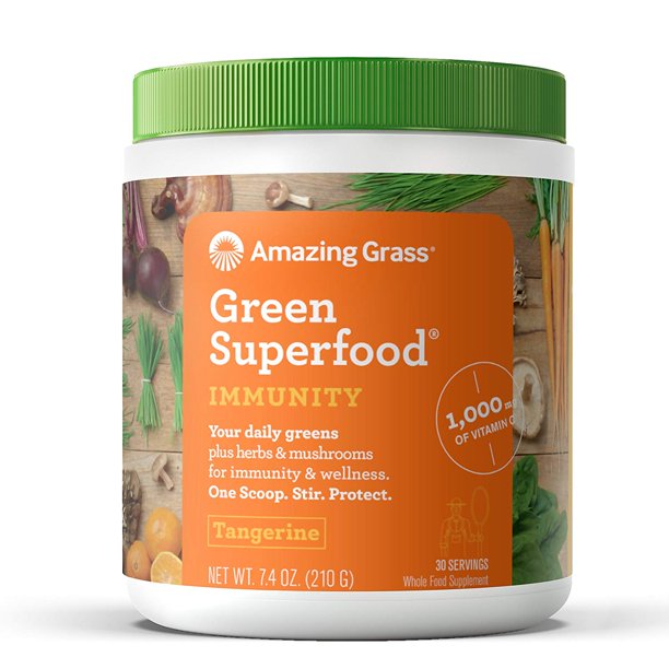 Amazing Grass Immunity Green Superfood Powder, Tangerine, 30 Servings