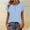 Light Blue, variant on Shirts for Women Summer Blouse Pink Basic Polka Dots Henley Crew Neck Short Sleeve Ladies Tops
