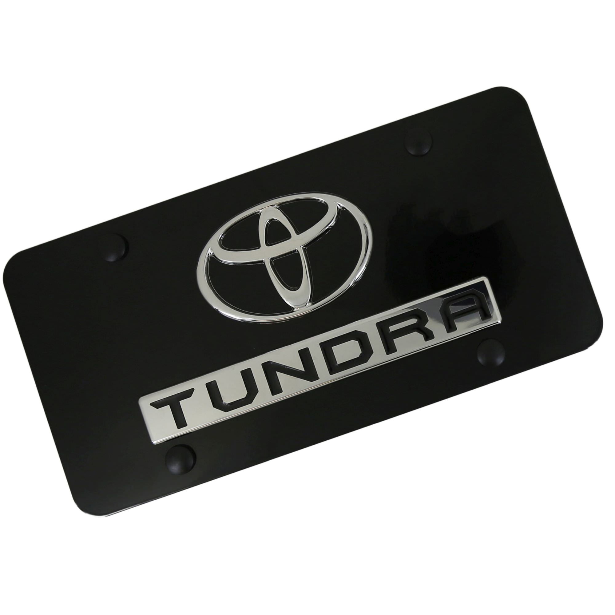 Toyota Dual Logo Tundra License Plate (Chrome on Black) - Walmart.com