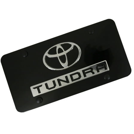 Toyota Dual Logo Tundra License Plate (Chrome on Black)