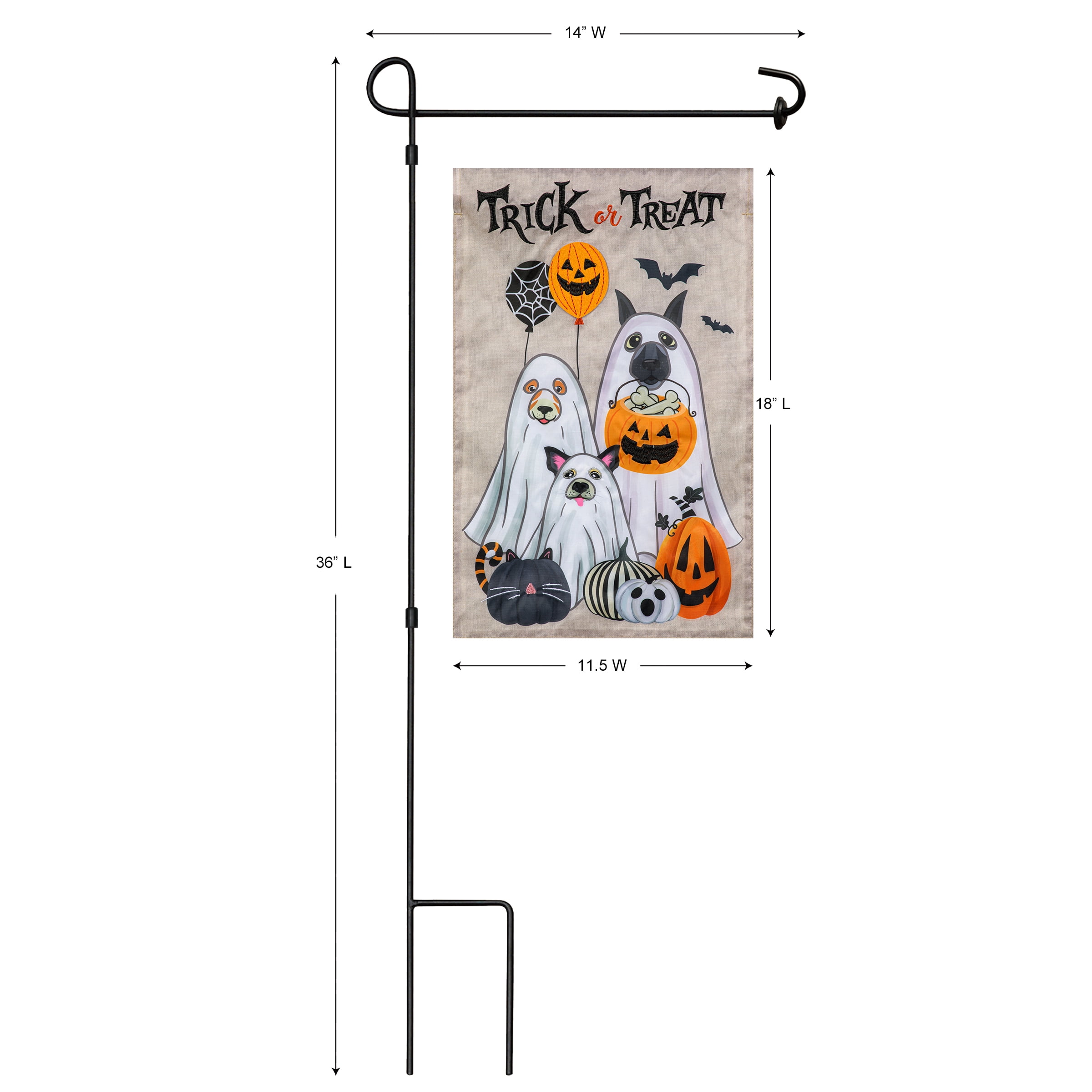 Meadow Creek Harvest 11.5" x 18" Ghost Pets Outdoor Yard Flag with Stand