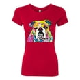 thumbnail image 2 of Wild Bobby Dean Russo Neon Colorful Pug Dog The Bulldog Dog Lover Women Slim Fit Junior Tee, Red, Medium, 2 of 5