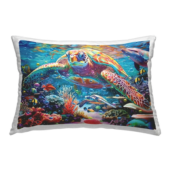 Stupell Industries Turtle with Underwater Bubbles Decorative Printed Throw Pillow Design by Michael David Ward