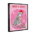 thumbnail image 3 of Stupell Industries Merry & Bright Christmas Cat Lights Graphic Art Jet Black Floating Framed Canvas Print Wall Art, Design by Be Ni La, 3 of 6