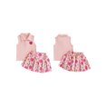 thumbnail image 2 of RUINIXCW Toddler Baby Girl 100 Days Back to School Outfit Kids Summer Kindergarten Outfits Girls First Day of School Outfit Apple Embroidery Lapel Tank Tops and Pleated Skirt Set, 2 of 9