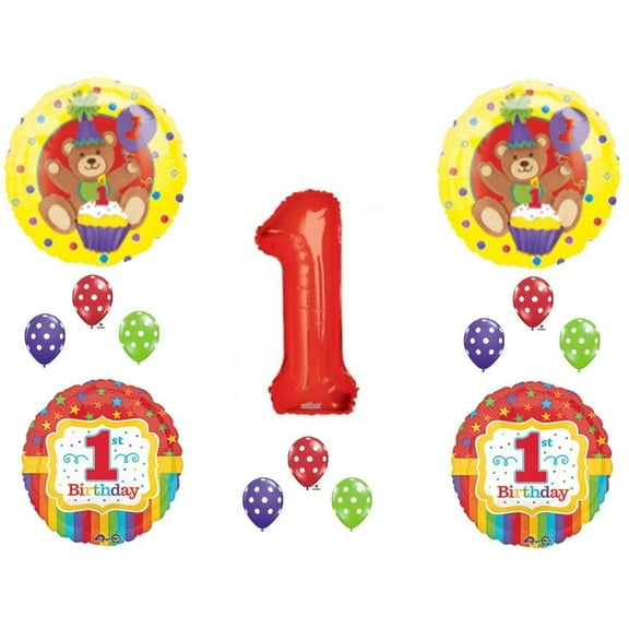 1ST Birthday Teddy Bear Party Balloons Decoration Supplies First Cupcake