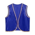 thumbnail image 3 of iixpin Mens Halloween Deluxe Arabian Prince Vest Shiny Stain Open Front Waistcoat Royal Blue L, 3 of 5
