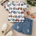 thumbnail image 2 of kpoplk Toddler Boys Clothes 2Pcs Summer Outfits Casual Short Sleeve Tees Tops and Shorts Color Block Stripe(Orange,9-12 M), 2 of 4