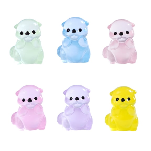 Glowing Sea Otters Figurine Miniature Resins Sculpture Bedroom Shelf Decoration