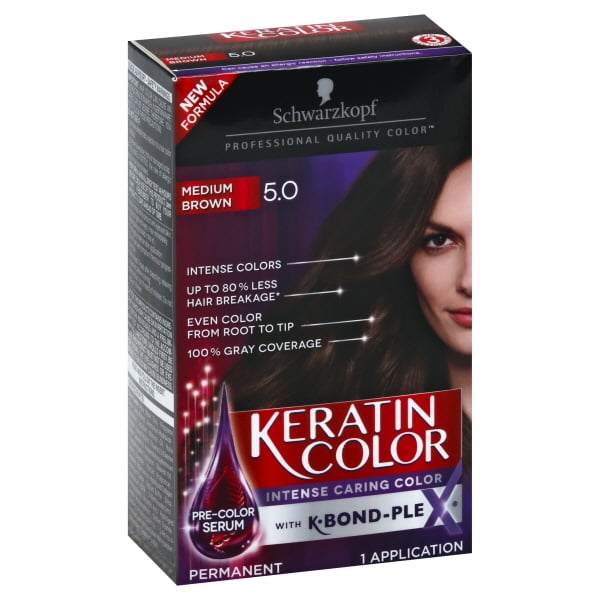 Schwarzkopf Keratin Color Permanent Hair Color Cream, 5.0 Medium Brown